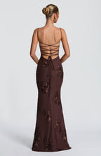 Women's Maxi Dress Sleeveless with Sweetheart Neckline and Corset Bodice - 3