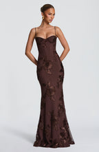 Women's Maxi Dress Sleeveless with Sweetheart Neckline and Corset Bodice - 2