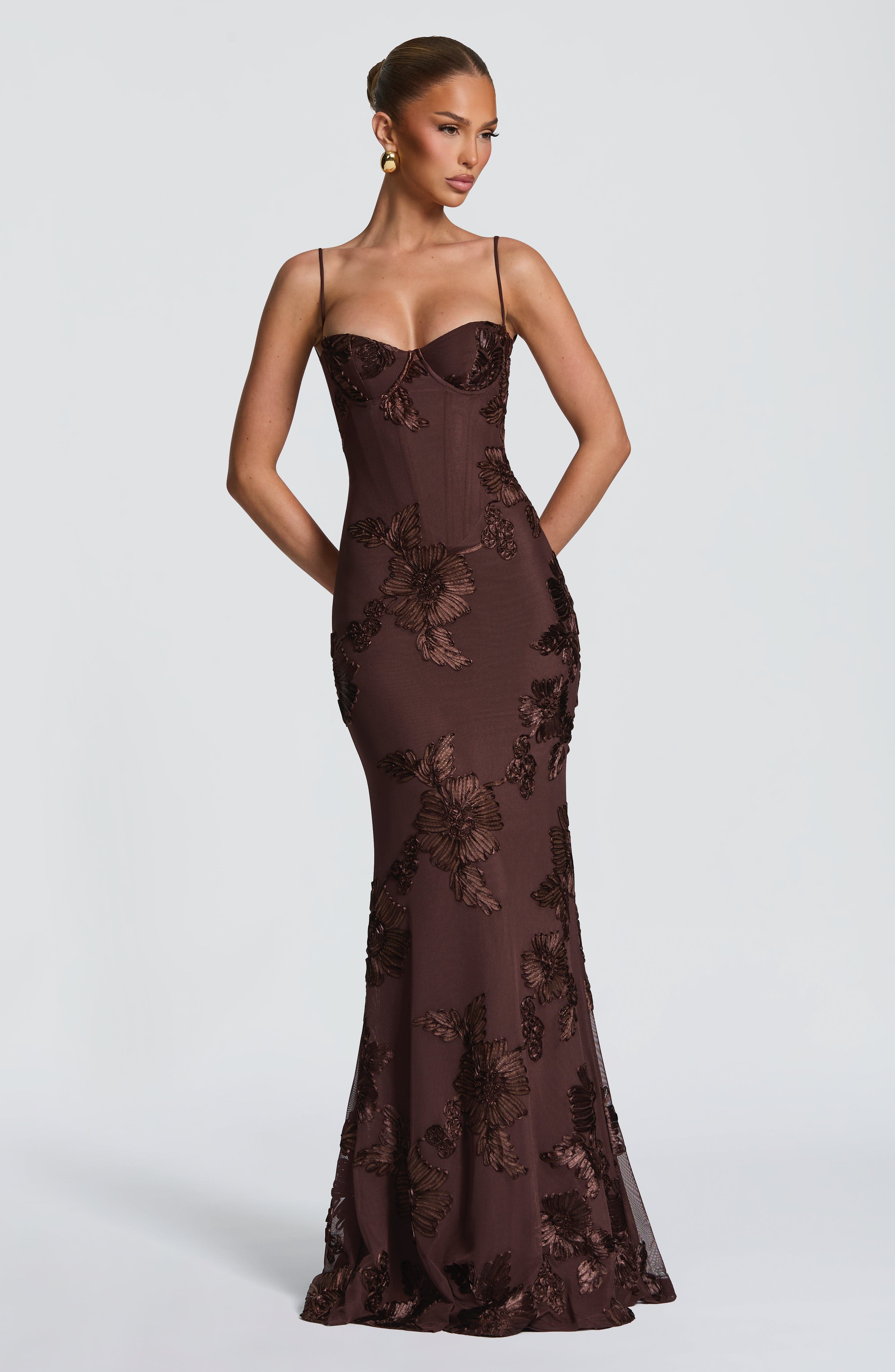 Women's Maxi Dress Sleeveless with Sweetheart Neckline and Corset Bodice - 2