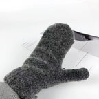 Women's Plush Mittens with Ribbed Cuffs - 13