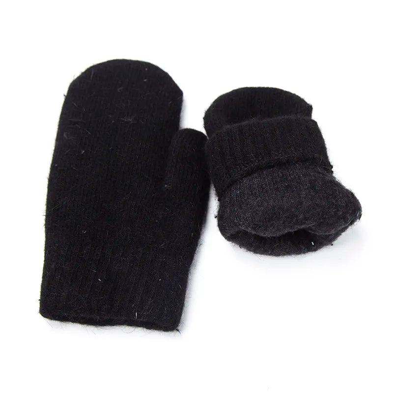 Women's Plush Mittens with Ribbed Cuffs - 15