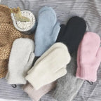 Women's Plush Mittens with Ribbed Cuffs - 16