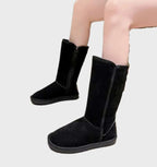 Women's Warm Lined Boots with Side Zip and Flat Sole