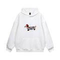 Women's Hoodie with Embroidered Dachshund Design - White