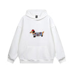 Women's Hoodie with Embroidered Dachshund Design - White