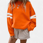 Women's Colourblock Pullover Sweatshirt - Orange