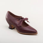 Women's Lace-Up Leather Pumps with Sculpted Heel - 15