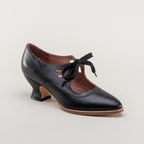Women's Lace-Up Leather Pumps with Sculpted Heel - 11