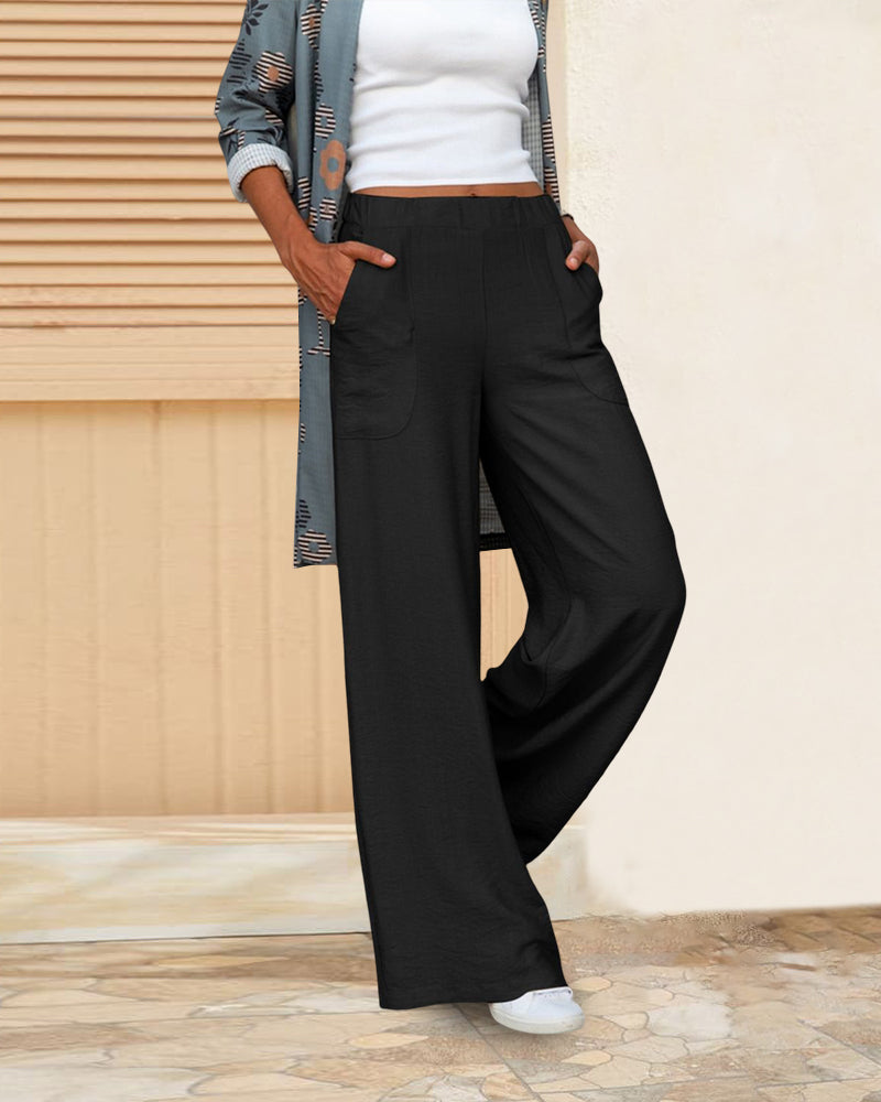 Women's High-Waisted Straight-Leg Trousers with Clean Tailored Line - 4