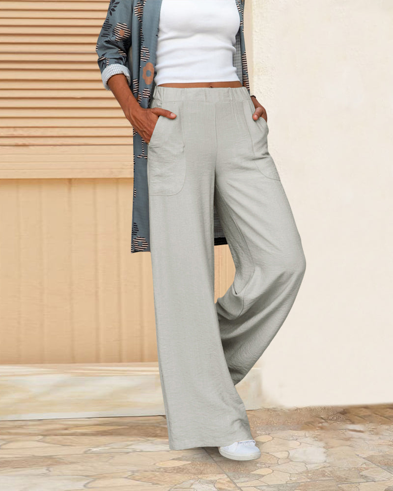 Women's High-Waisted Straight-Leg Trousers with Clean Tailored Line - 5