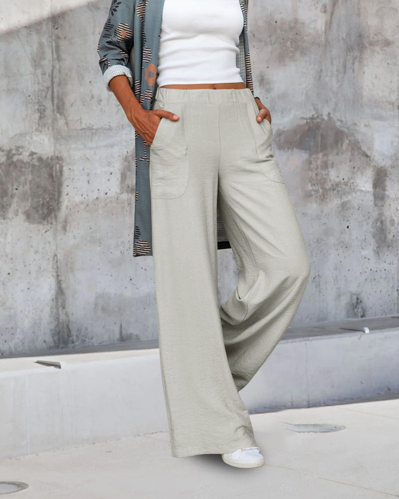 Women's High-Waisted Straight-Leg Trousers with Clean Tailored Line - 8