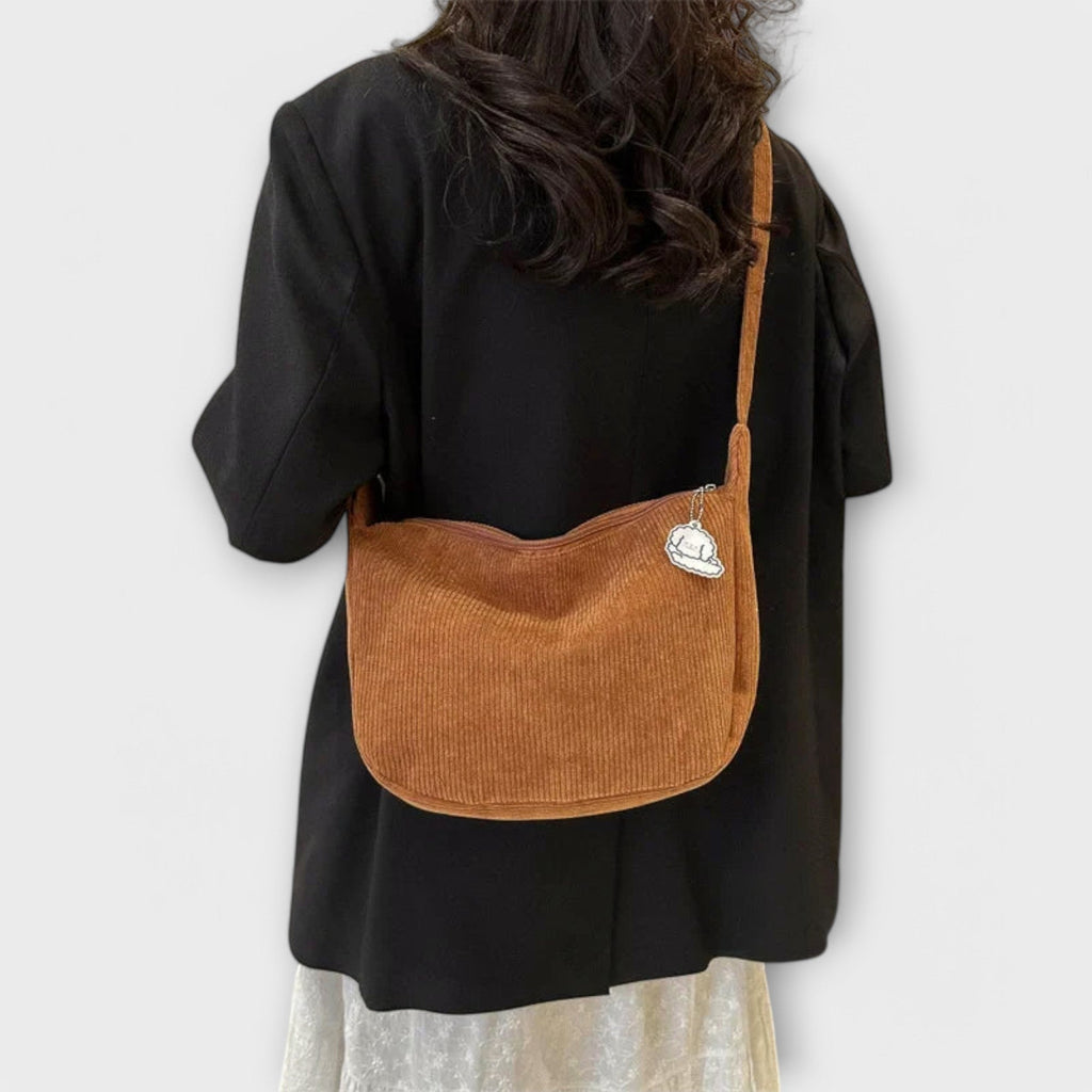 Women's Shoulder Bag with Ribbed Texture and Curved Silhouette - 4
