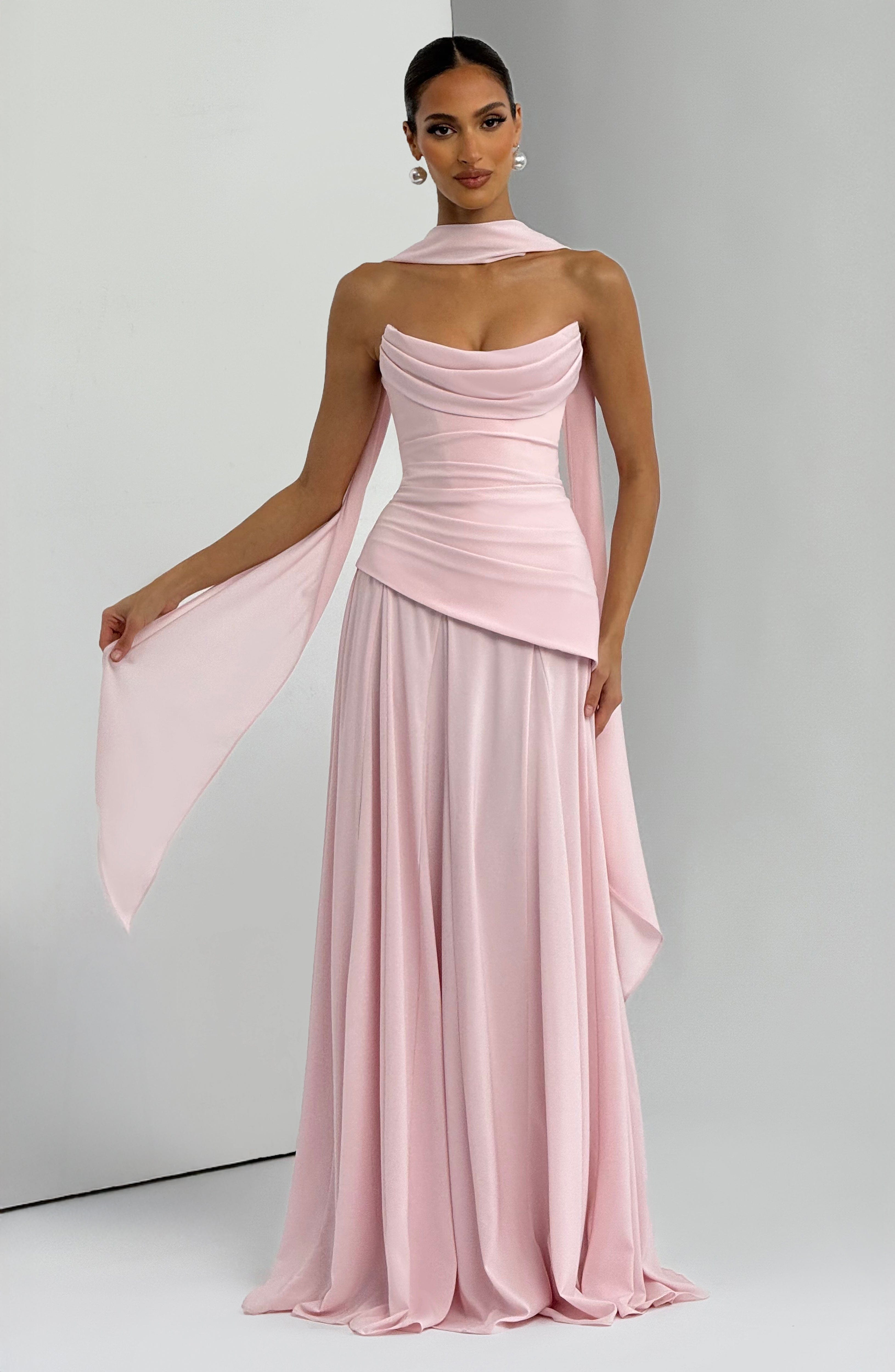 Women's Draped Maxi Dress with Halter Neckline and A-Line Skirt - 5