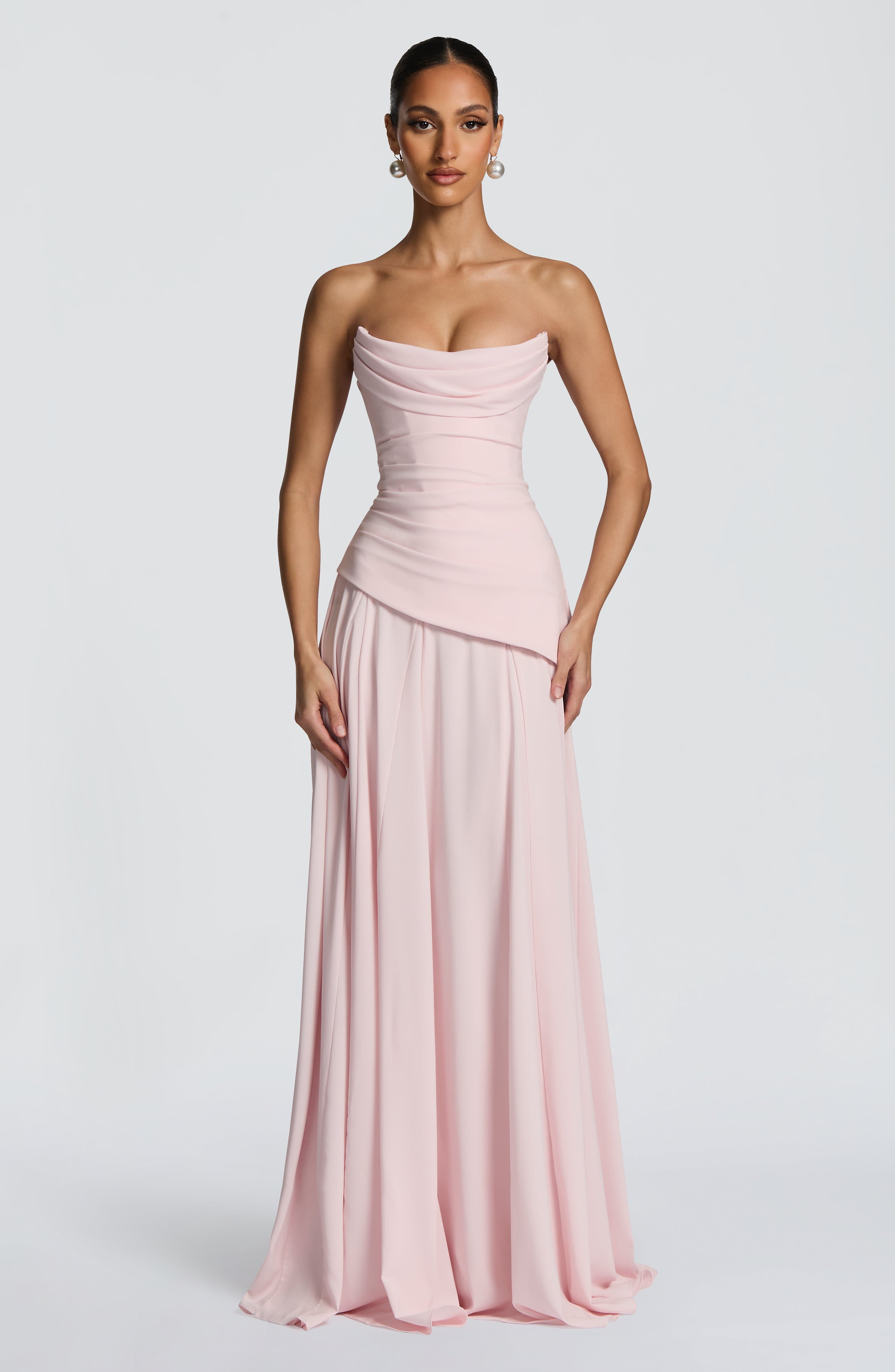 Women's Draped Maxi Dress with Halter Neckline and A-Line Skirt - 10