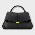 Women's Top Handle Handbag with Structured Silhouette - Black