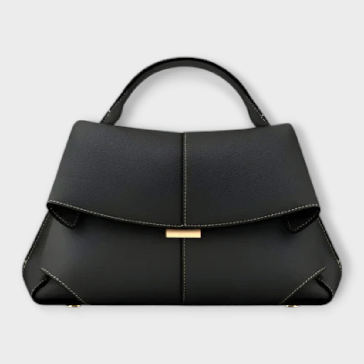 Women's Top Handle Handbag with Structured Silhouette - Black