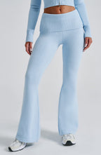 Women's Knit Co-Ord Set Cropped Zip Hoodie with Flared Trousers - 6