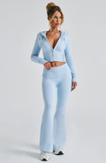Women's Knit Co-Ord Set Cropped Zip Hoodie with Flared Trousers - 2