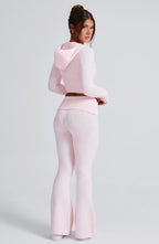 Women's Knit Co-Ord Set Cropped Zip Hoodie with Flared Trousers - 19