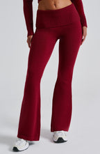 Women's Knit Co-Ord Set Cropped Zip Hoodie with Flared Trousers - 5