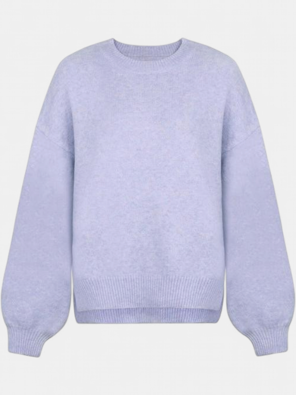 Women's Drop Shoulder Split Hem Round Neck Jumper - Mauve Purple