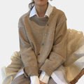 Women's Asymmetric Button Cardigan - Khaki