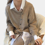 Women's Asymmetric Button Cardigan - 2