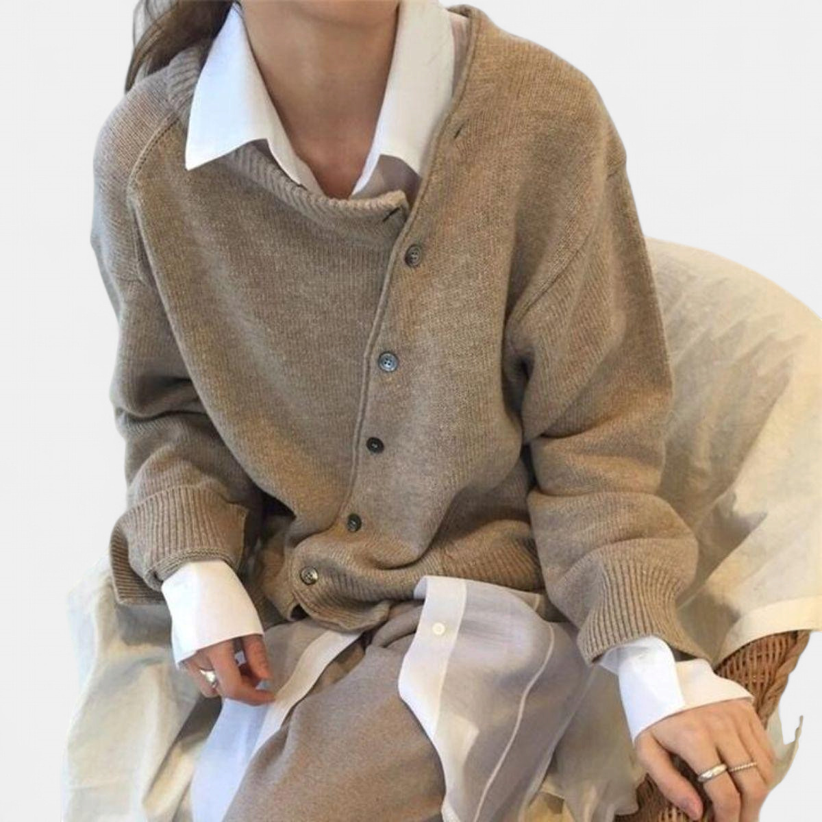 Women's Asymmetric Button Cardigan - 2