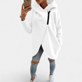 Women's Plus Size Half-Zip Pullover Hoodie - White