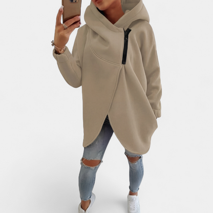 Women's Plus Size Half-Zip Pullover Hoodie - Khaki