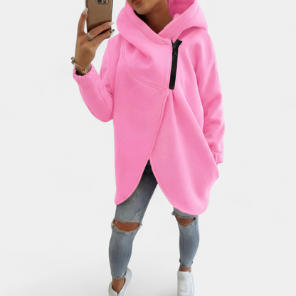 Women's Plus Size Half-Zip Pullover Hoodie - Pink