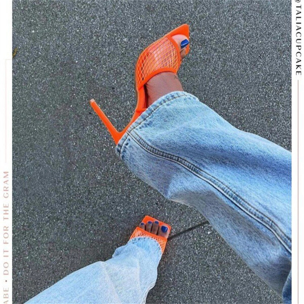 Women's Lace-Up High Heel Sandals with Open Toe - 8