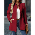 Women's Stand-Collar Tailored Coat with Button Front - Red