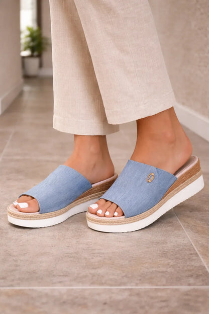 Women's Open Toe Platform Espadrille Slide Sandals