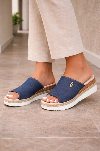Women's Open Toe Platform Espadrille Slide Sandals