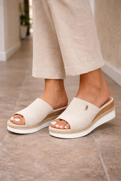 Women's Open Toe Platform Espadrille Slide Sandals