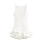 Women's Backless Mini Dress with Ruffle Hem and Sleeveless Cut - 6