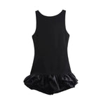 Women's Backless Mini Dress with Ruffle Hem and Sleeveless Cut - 9
