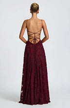 Women's Floral Maxi Dress Thin Straps with A-Line Silhouette - 7