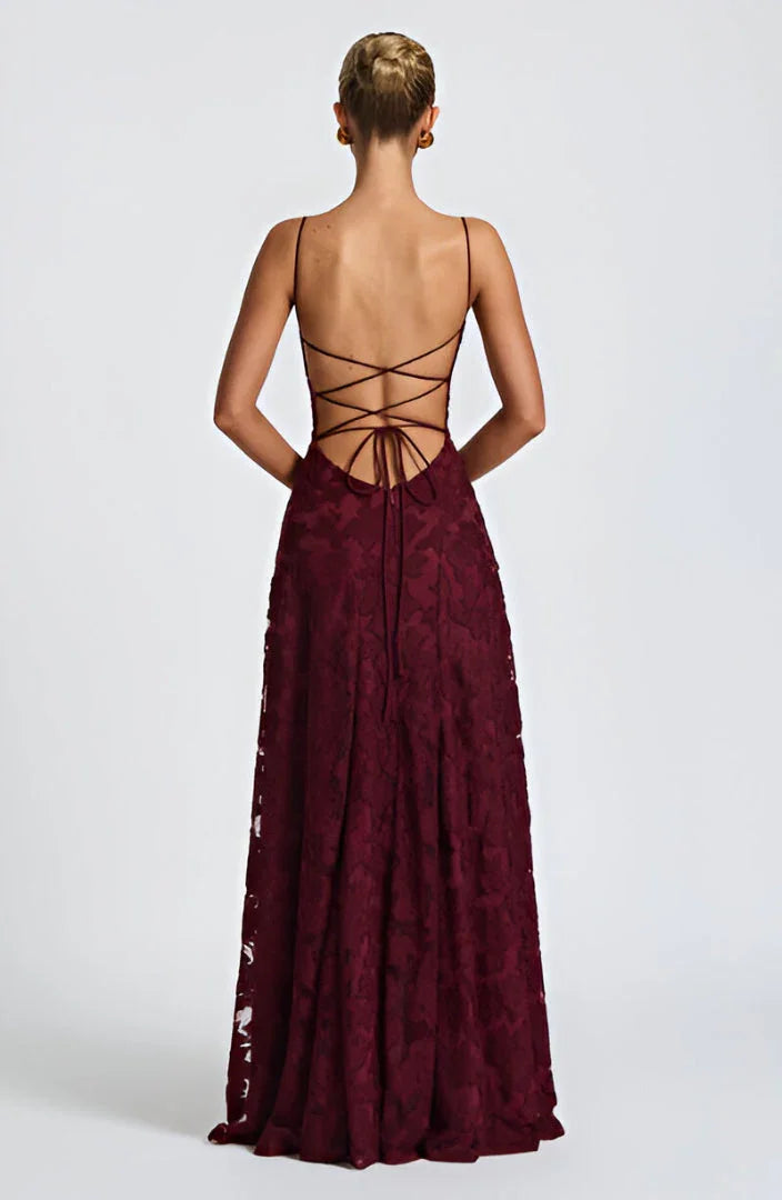 Women's Floral Maxi Dress Thin Straps with A-Line Silhouette - 7