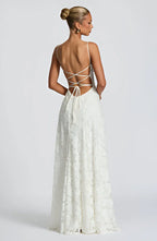 Women's Floral Maxi Dress Thin Straps with A-Line Silhouette - 10