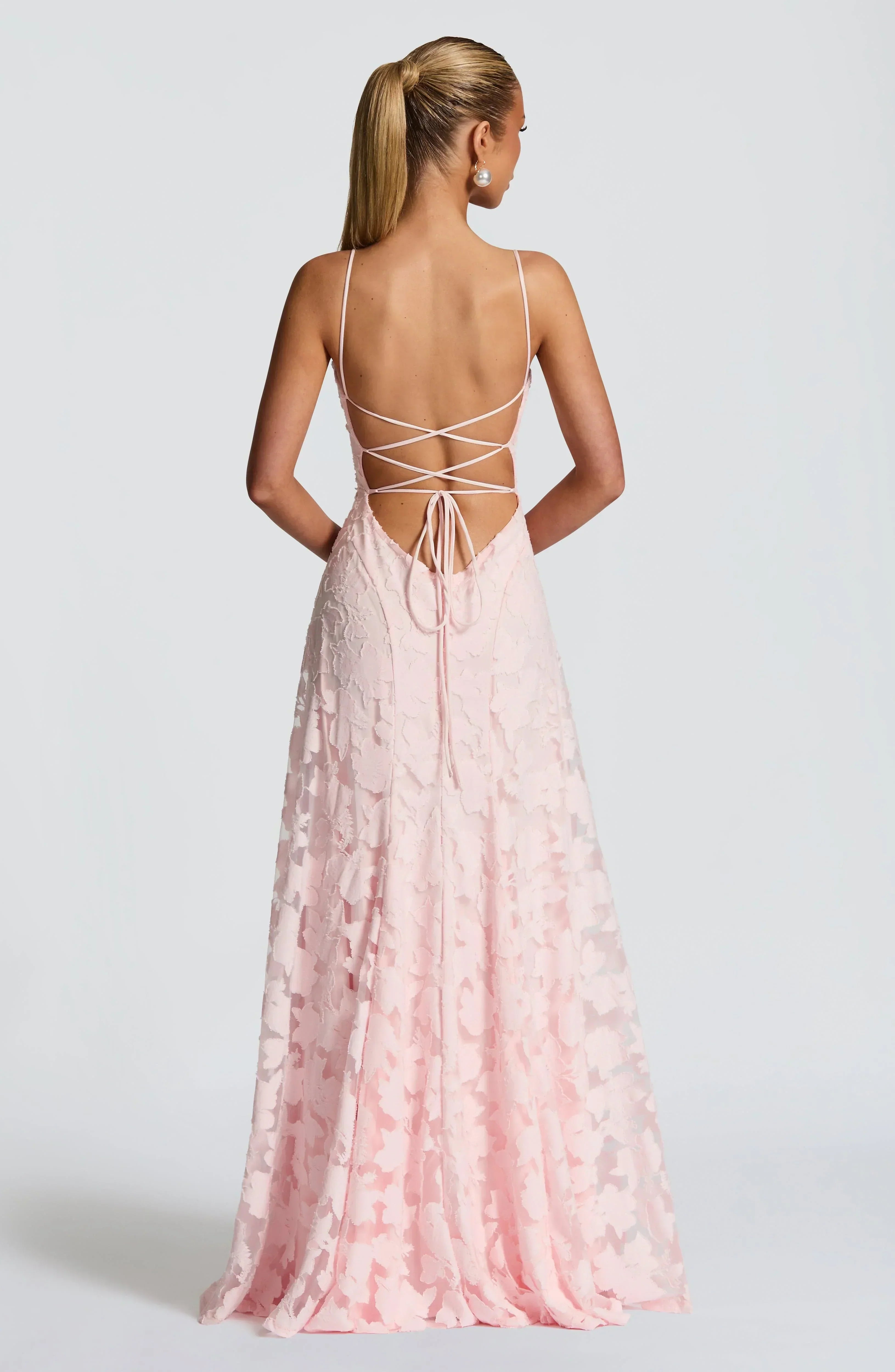 Women's Floral Maxi Dress Thin Straps with A-Line Silhouette - 4