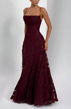 Women's Floral Maxi Dress Thin Straps with A-Line Silhouette - 6