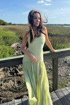Women's Strapless Pleated Maxi Dress with A-Line Silhouette - 8