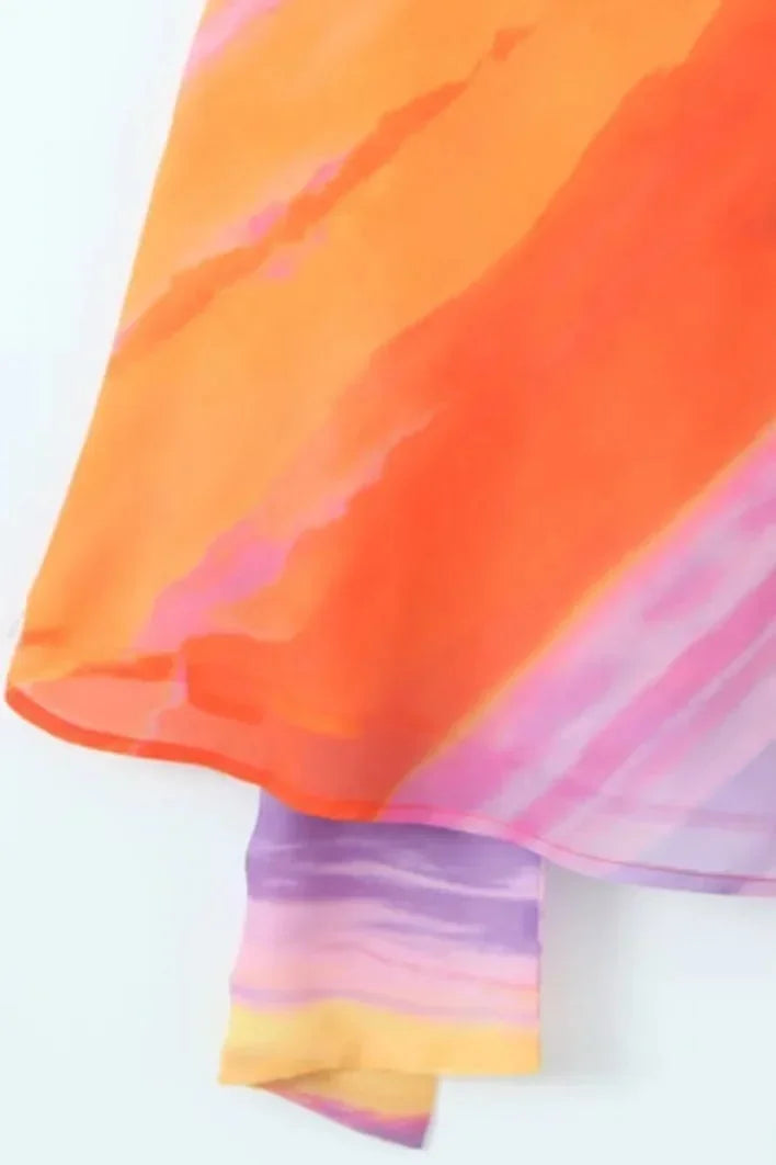 Women's Halter Mini Dress with Asymmetric Neckline and Ombre Print - 8