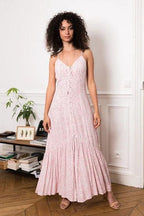 Women's Maxi Dress Spaghetti Strap with V-Neck and Tiered Hem - 2