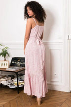 Women's Maxi Dress Spaghetti Strap with V-Neck and Tiered Hem - 4