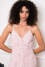 Women's Maxi Dress Spaghetti Strap with V-Neck and Tiered Hem - 5