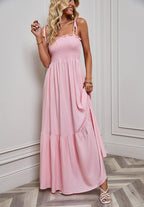 Women's Maxi Dress Sleeveless with Adjustable Straps and Tiered Hem - 3