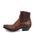 Unisex Western Boots with Stacked Heel and Pointed Toe - Brown